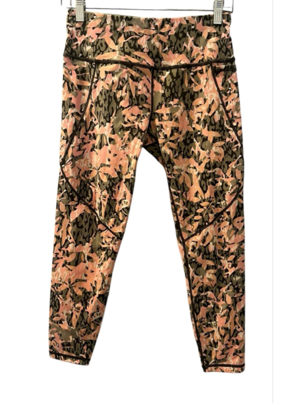 Sweaty Betty Power 7/8 Workout Leggings Green Floral Camouflage Size Small Pink